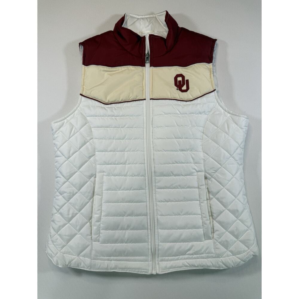 Sports by Carl Banks Oklahoma Sooners OU Quilted Vest Womens L Red White